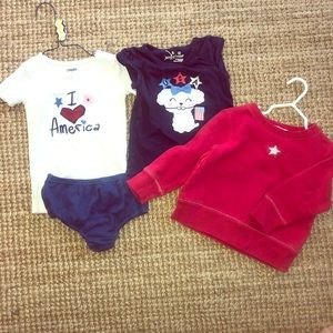 3T Girls shirts red white blue Gymboree, Friends